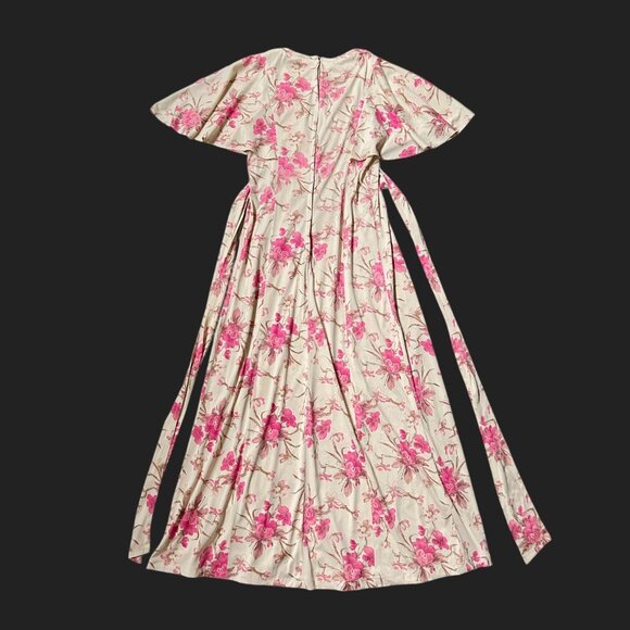 70s vintage flutter sleeve floral dress empire waist boho prairie cottage. - Picture 7 of 11